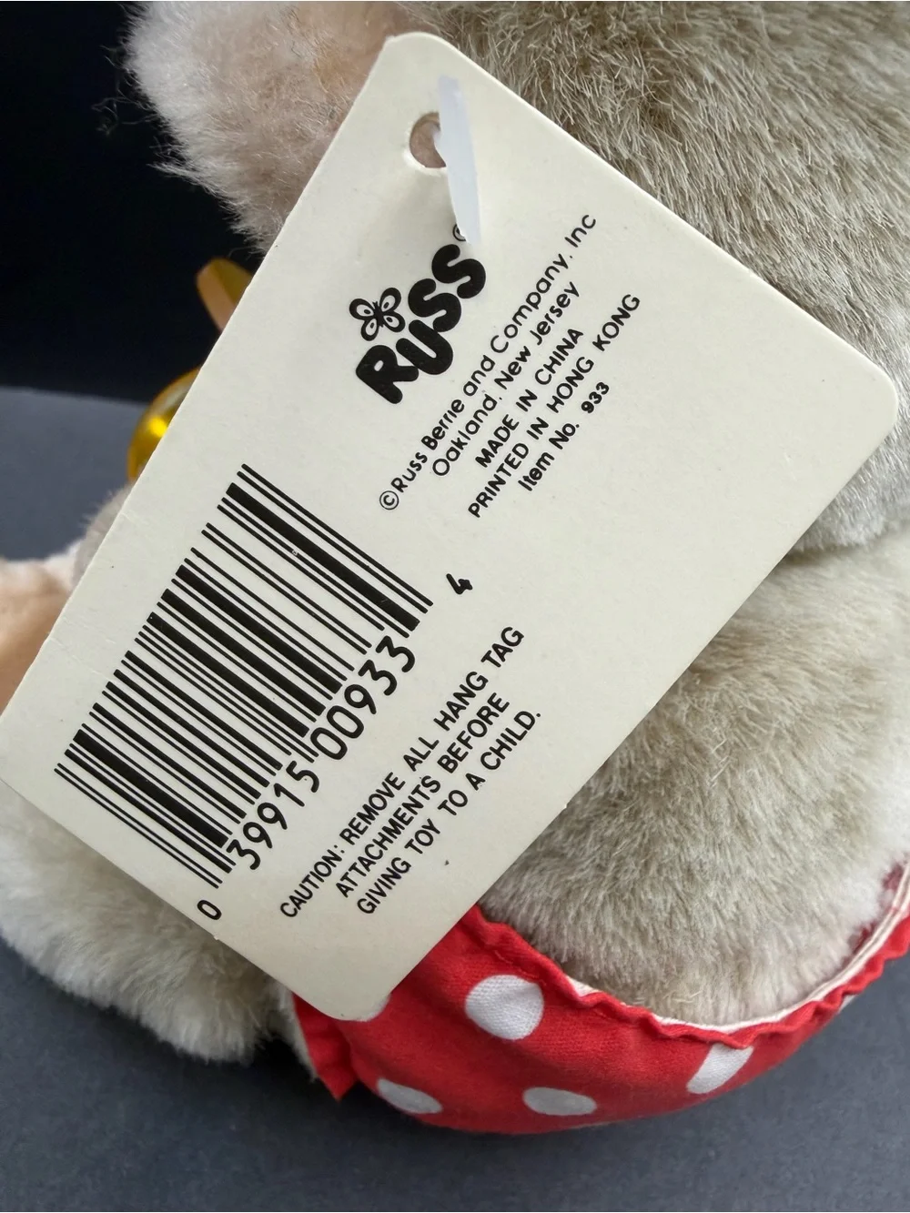 Russ-Berry Caress Cuties Soft Plush, Baby Chee Chee 1980’s, Still has‎ tags